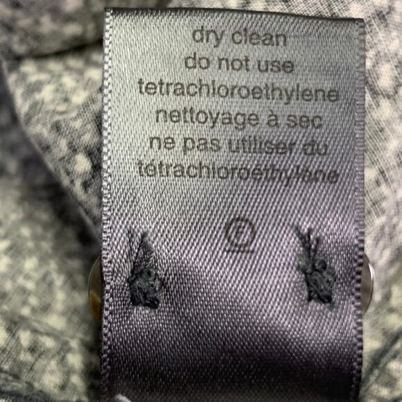 JOHN VARVATOS M Black White Abstract Floral Pleated Tuxedo Long Sleeve Shirt - Picture 7 of 7